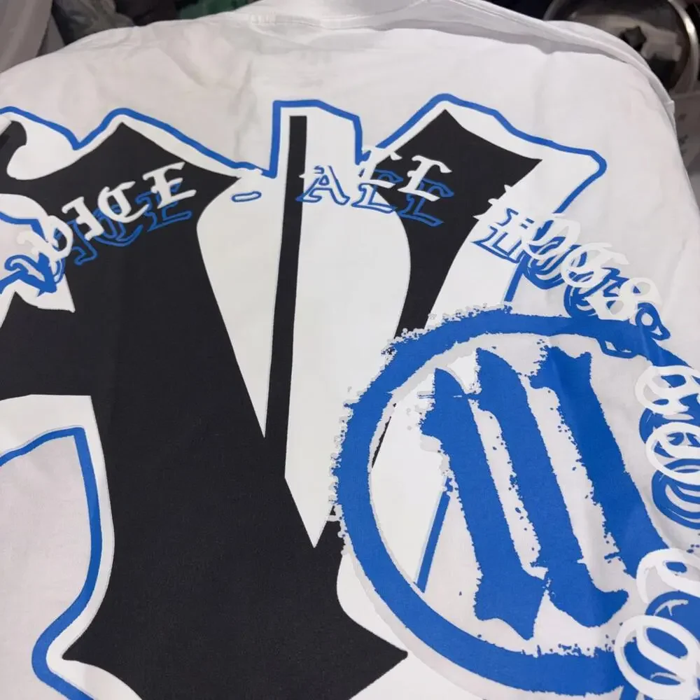 MI Vice Doberman Skeleton Graphic White Blue Black‎ Tee Mens XL NWOT NEW